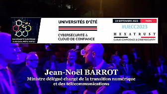 Le Ministre du Numérique Jean-Noel BARROT avant son allocution aux Universités d'été de la Cybersécurité et du Cloud d'Hexatrust UECC2023