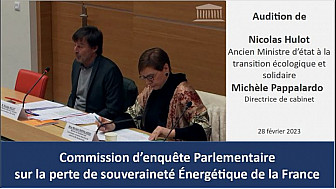 Audition de Nicolas Hulot ancien ministre d'état à la transition écologique et solidaire et Michèle Pappalardo sa directrice de cabinet [28 février 2023]